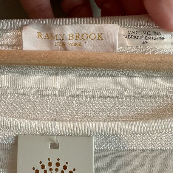 Ramy Brook Textured Short Sleeve Knit Sweater Cloud S - Picture 2 of 8